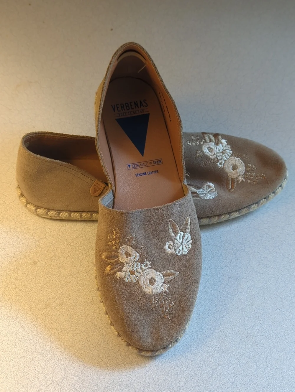 Verbenas Women's Embroidered Suede Espadrilles - Taupe